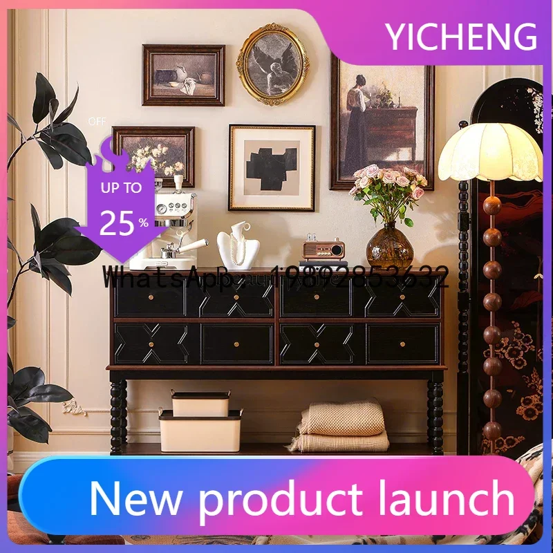 

QQ 66.-*French retro entrance cabinet, all solid wood living room aisle, antique chest cabinet