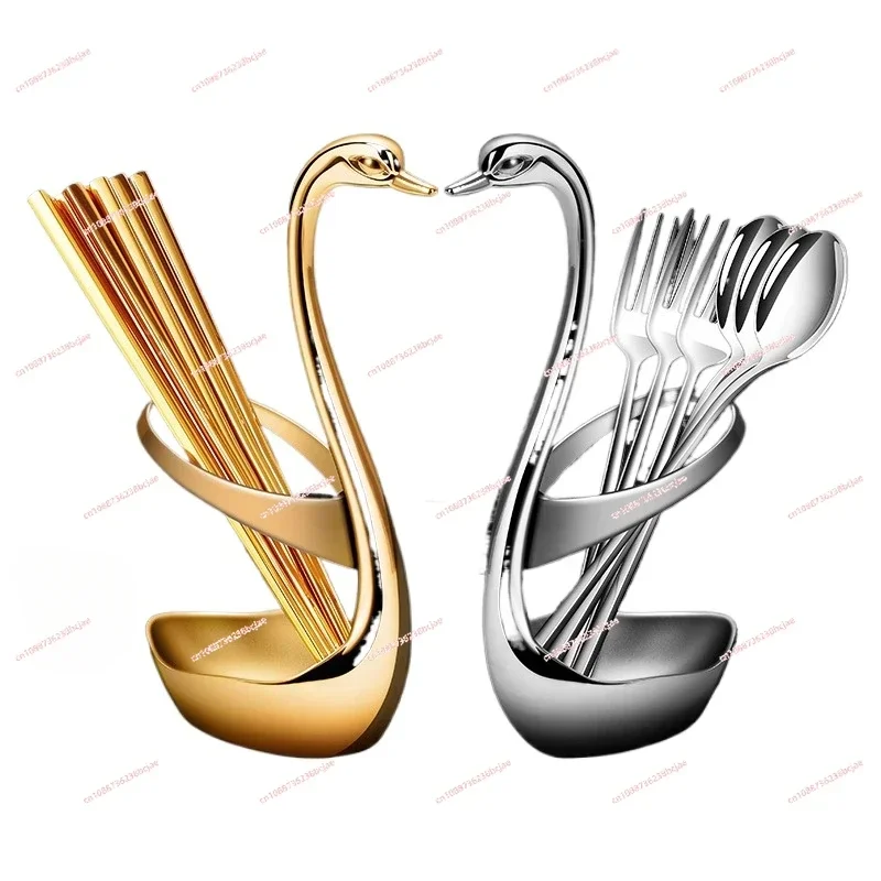 Swan base, tableware rack, fruit fork, chopsticks, spoon set, household public chopsticks, public spoon rack, chopstick cage.