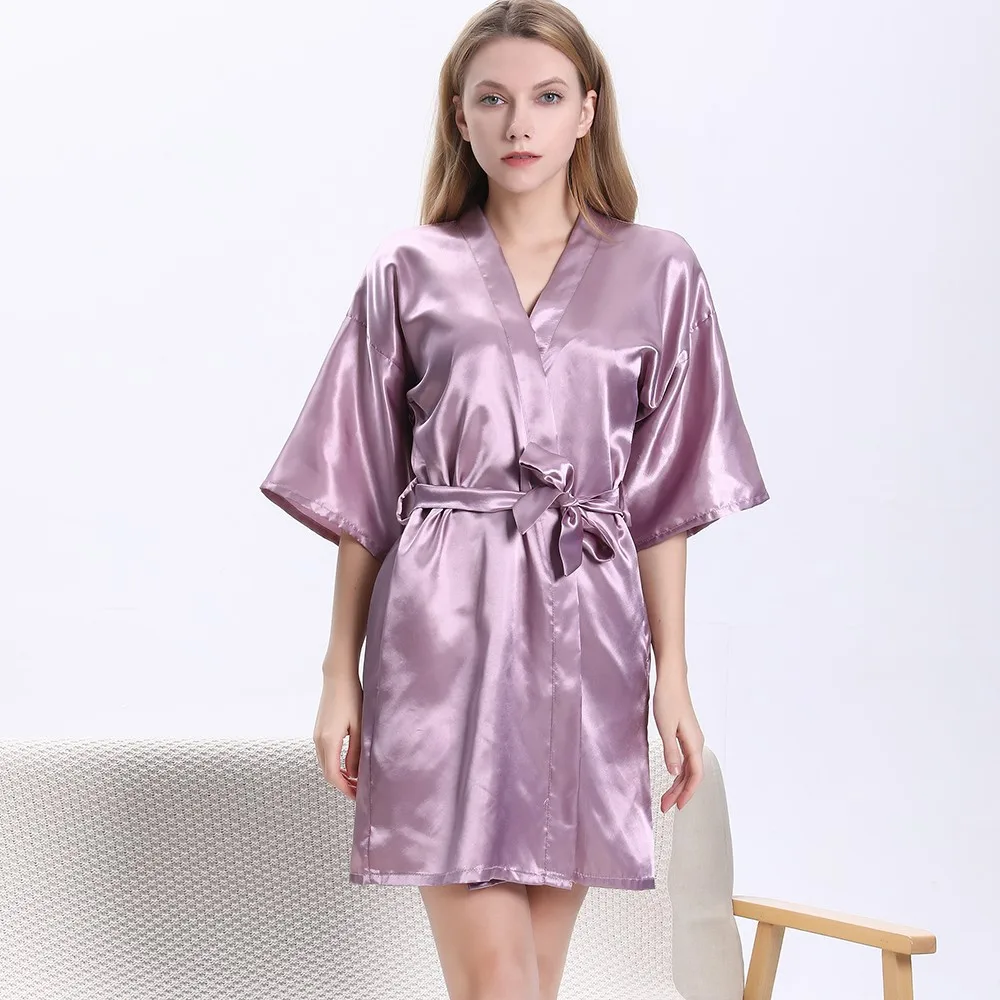 

Women Sexy Large Size Faux Silk Satin Night Kimono Robe Short Bathrobe Perfect Wedding Bride Bridesmaid Robes Dressing Gown