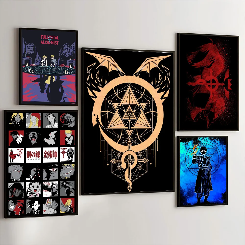 1PC Fullmetal Alchemist Poster Movie Sticky Posters Retro Kraft Paper Sticker DIY Room Bar Cafe Aesthetic Art Wall Painting