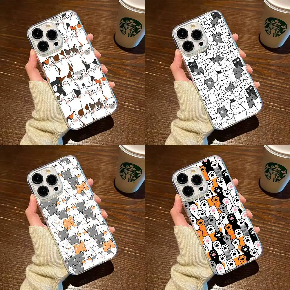 

A Lot Of Cats Phone Case For iPhone17,16,15,14,13,12,11 Plus,Pro Max Soft Transparent Cover