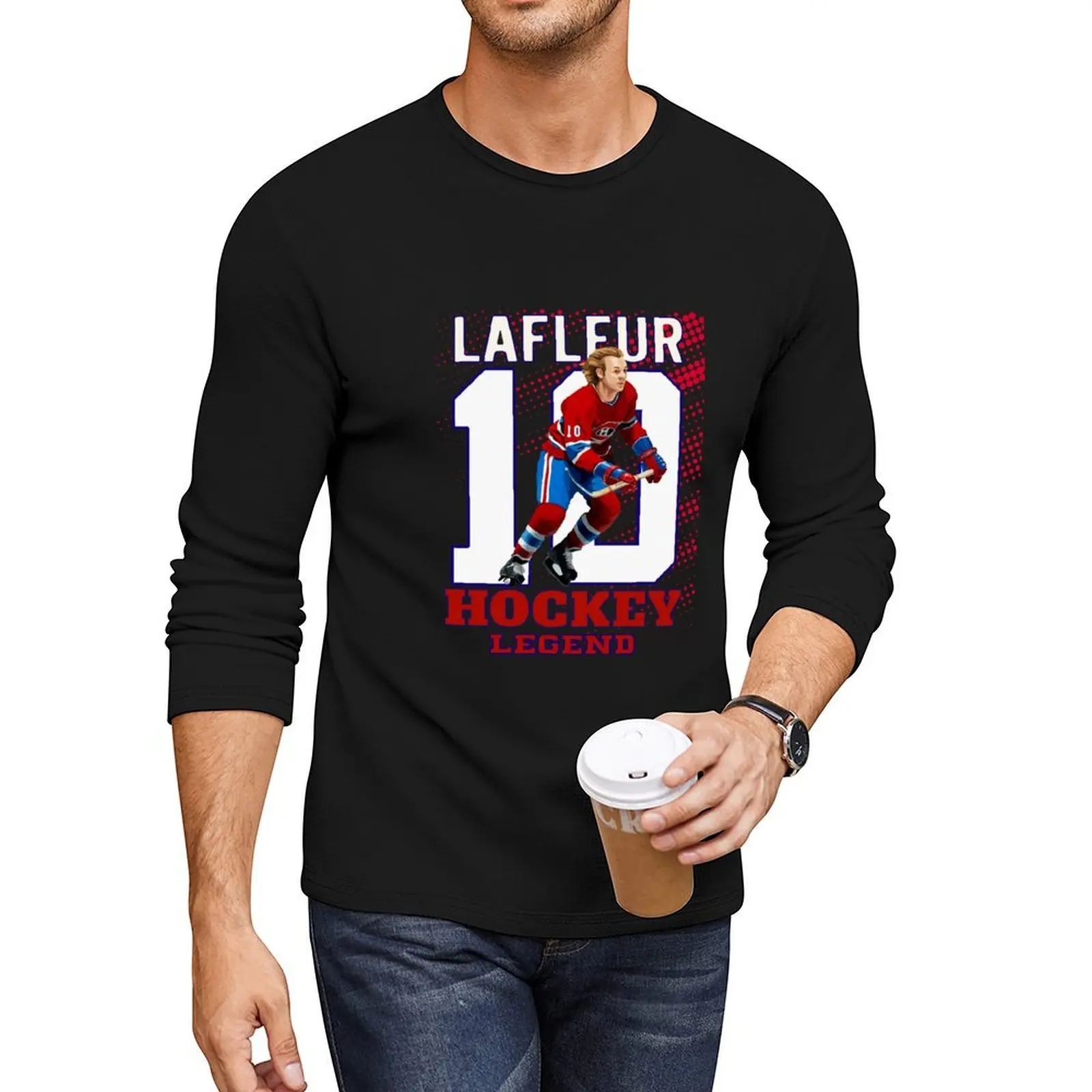 

Guy Lafleur 10 Canadian Hockey Legend Long T-Shirt korean fashion Blouse fruit of the loom mens t shirts