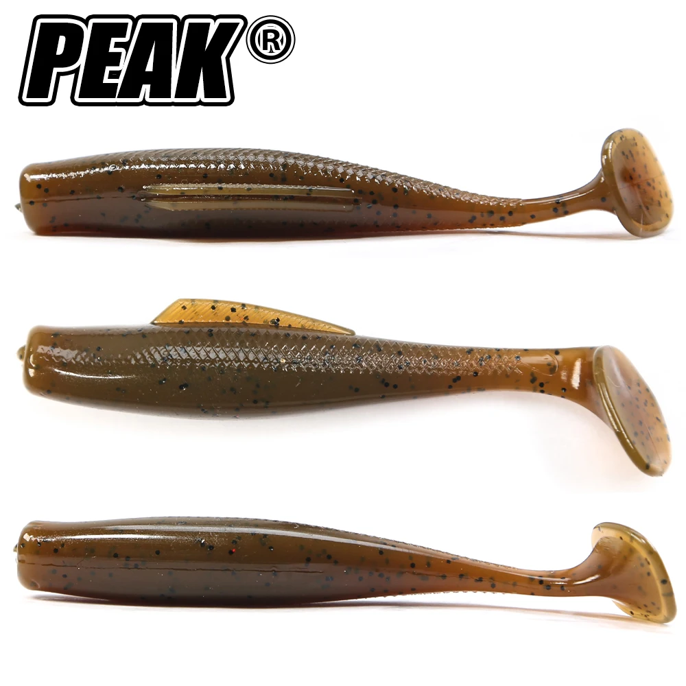 PEAK 80mm Floating Soft Lures Baits Fishing Lure Leurre Shad Double Color Silicone Bait T Tail