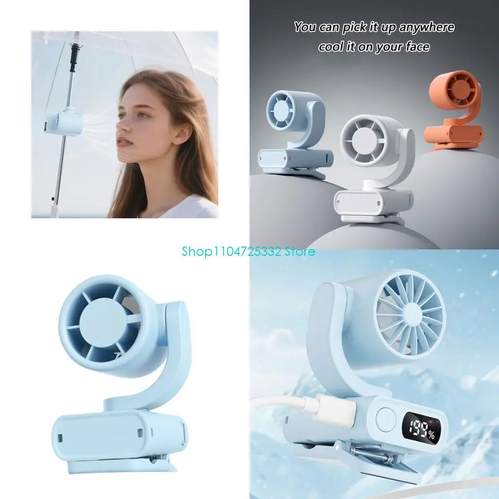 P5EA Miniature Desktop Fan With Number Display Flexible Clip For Multiple Locations