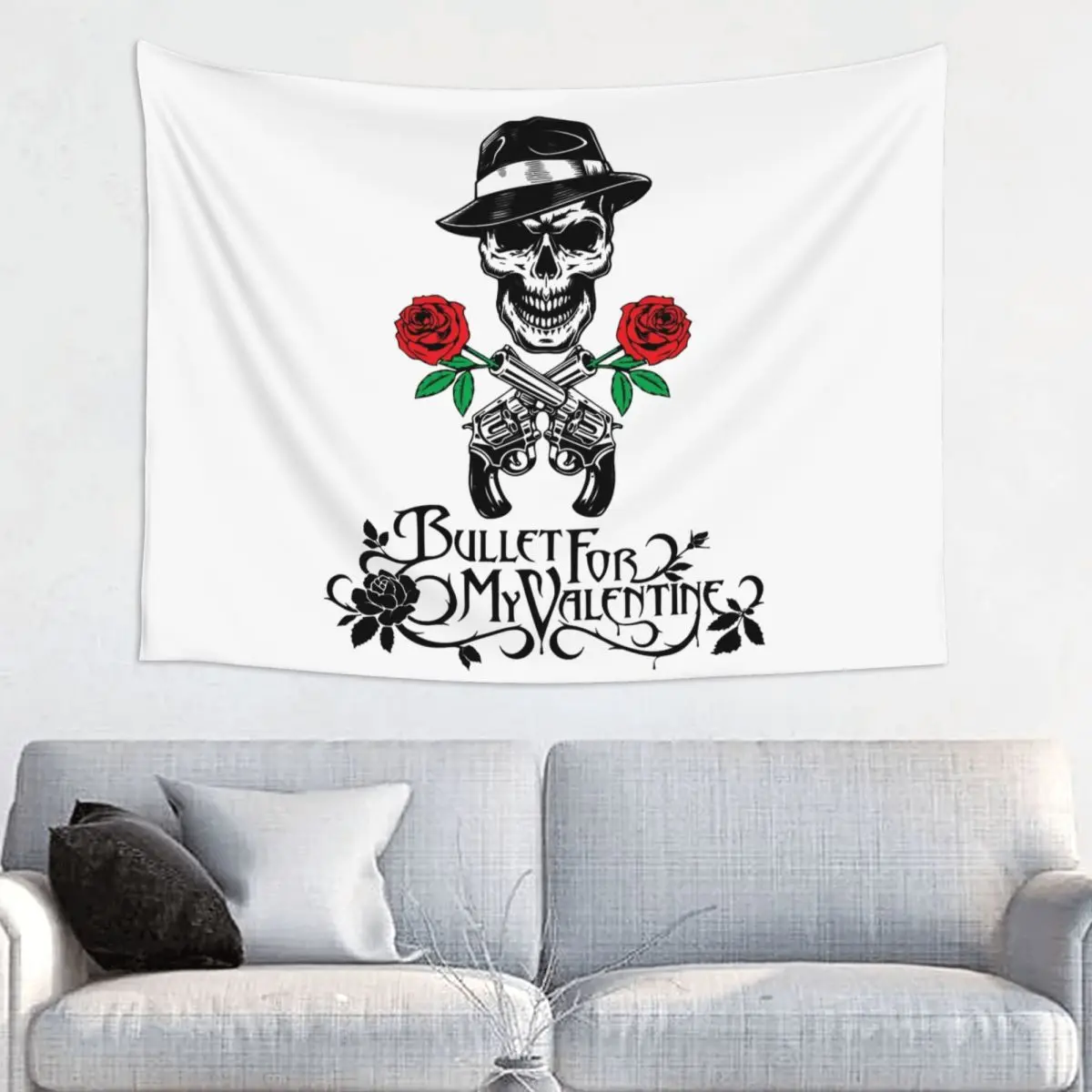 Bullet For My Valentine Tapestry Wall Hanging Print Fabric Tapestry Skull Metal Music INS Blanket Dorm Decor Tapiz