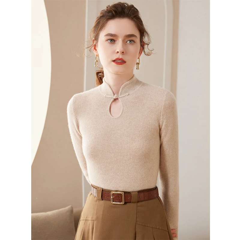 24 Autumn/Winter 100% Pure Cashmere Cardigan Women's Round Neck Loose Retro Diamond Sweater Coat Lazy Wool Knit