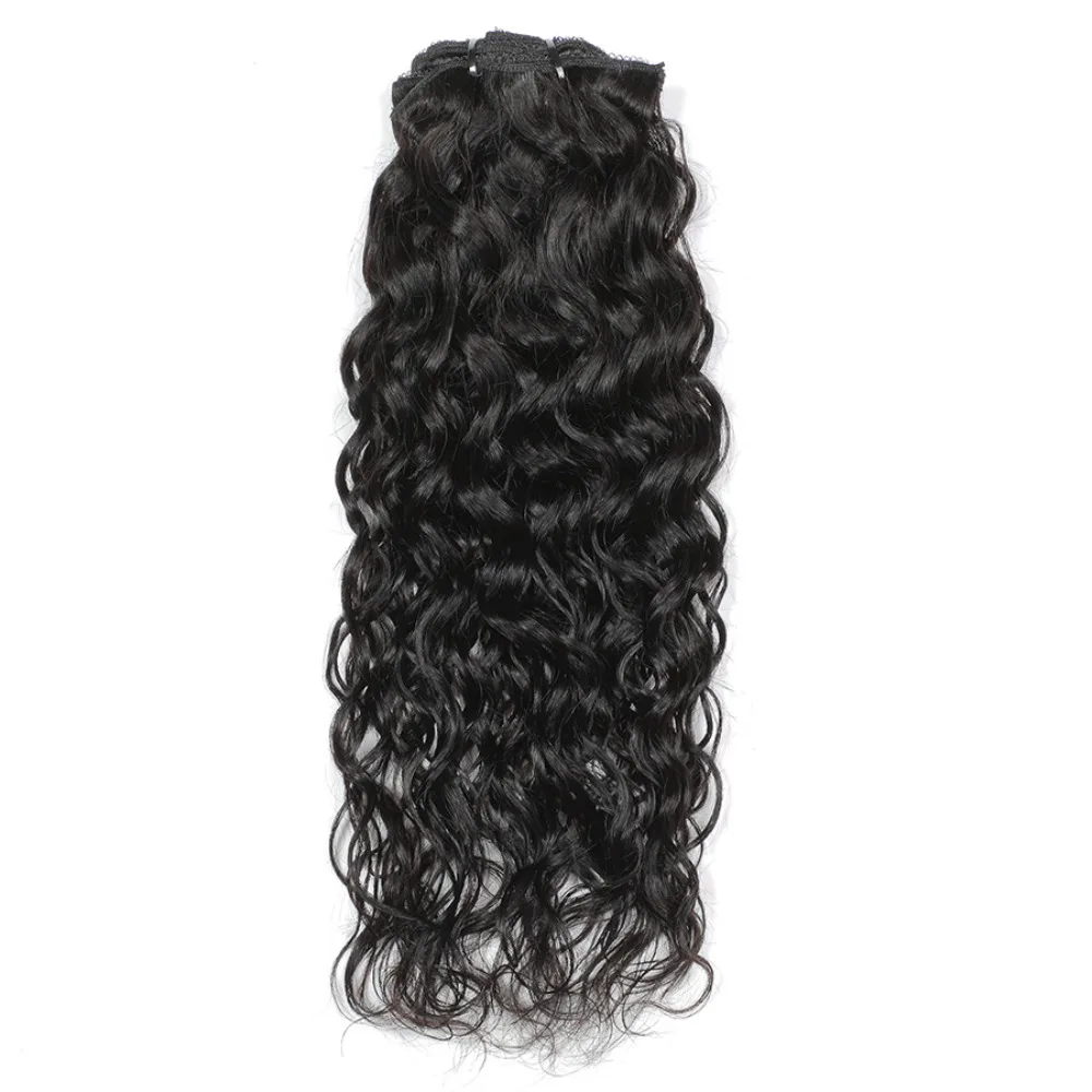 Set di clip per parrucca per capelli veri di alta qualità con 8 clip per onda d'acqua nei capelli umani 120 g/set colore naturale 8-26 pollici Remy vergine brasiliana