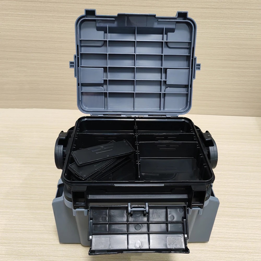 Double layer lure fishing box, fishing gear toolbox, bait box, accessory box, storage box, outdoor storage luggage and bags 5