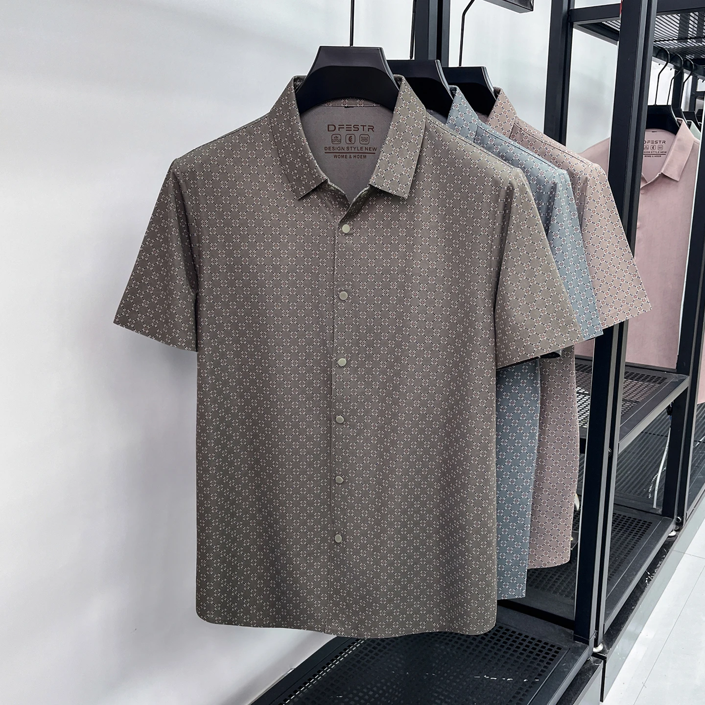 Personality printed short sleeve men's shirt ice silk breathable summer luxury high-end fashion new summer casual comfort top