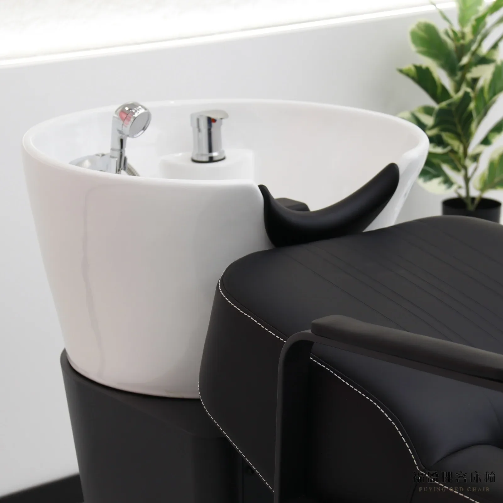 Shampoo bed Barber shop Hair Special hair salon Semi-reclining high-end flushing Ceramic basin tide