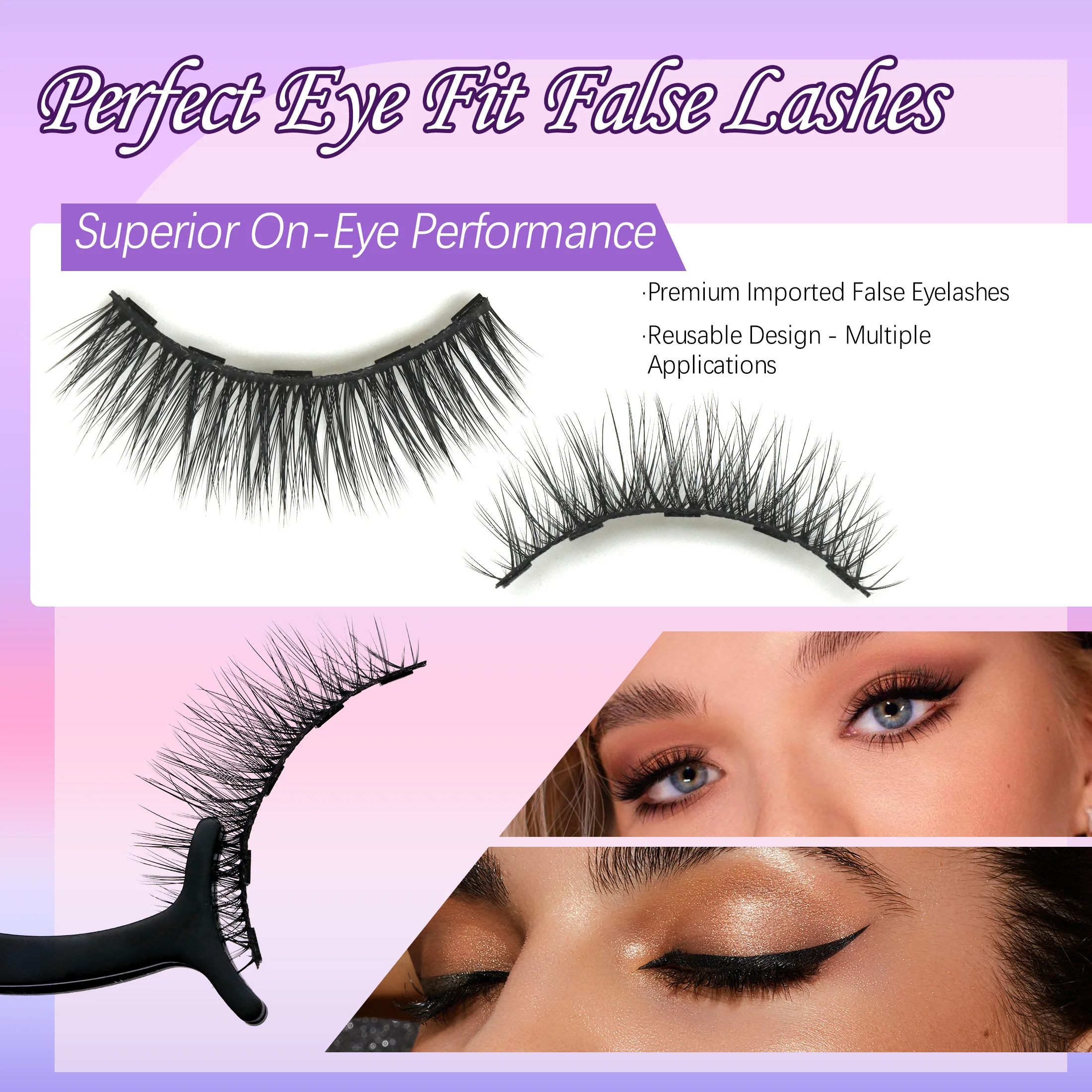 5 صفوف من 10 أزواج من الرموش الصناعية المغناطيسية 10-15 ملم رموش سوداء سميكة ومجعدة بشكل طبيعي مع كحل مغناطيسي #4