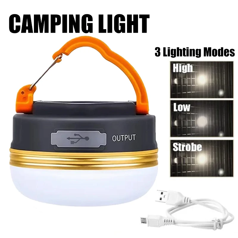 KDULIT Portable Outdoor Hanging Camping Light Built-in Battery USB Rechargable Waterproof Tent Light Emergency Power Bank