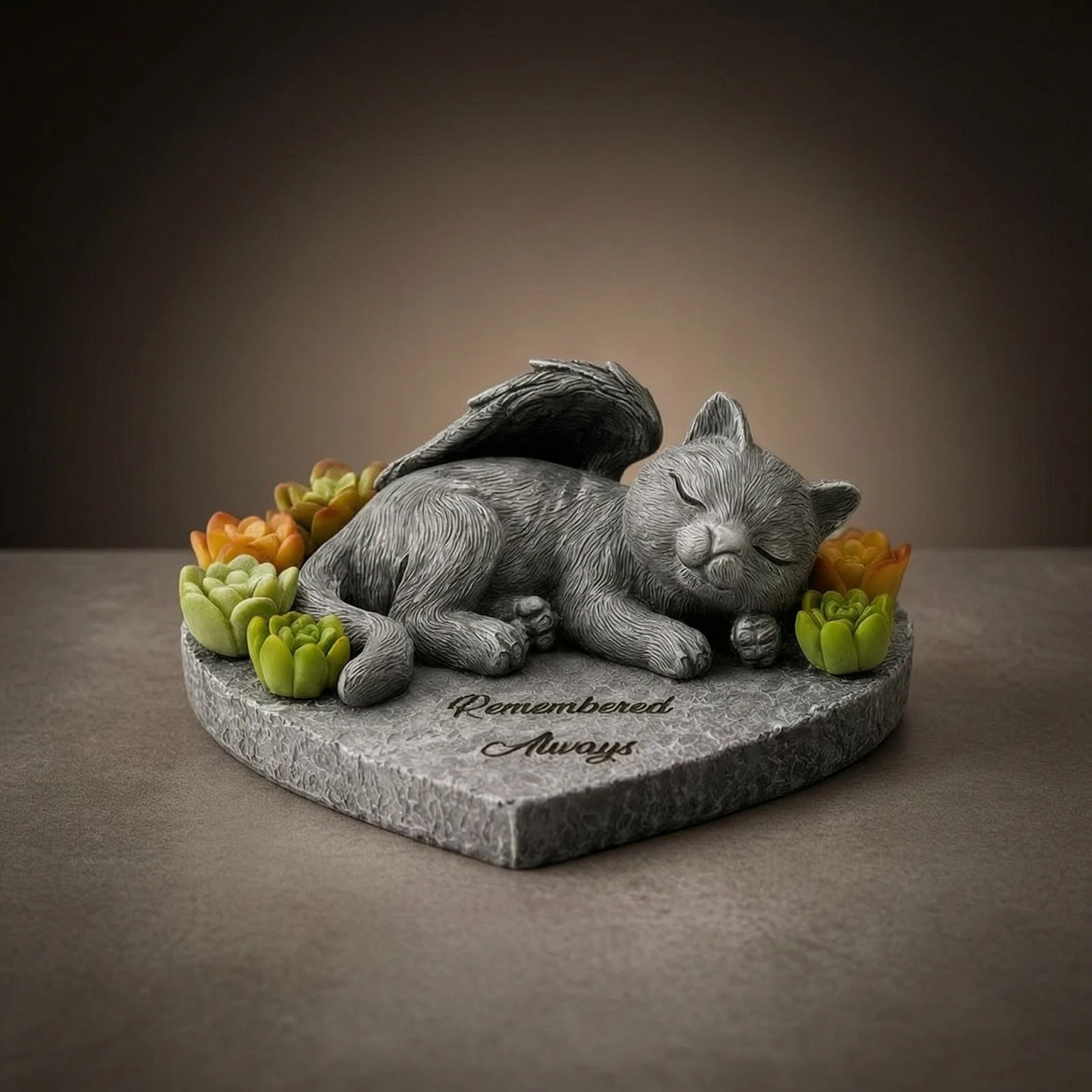 Pet Memorial Statue Freestanding Pet Statue with Wings Cat Memorial Stone Artisanal Grave Marker Weather Resistant