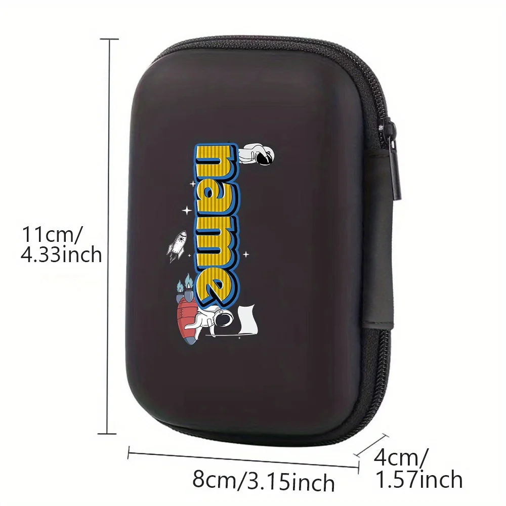 Personalized Customized Name Headphones Digital Accessory Storage Box Data Cable Portable Unisex Zipper Cases Custom Products