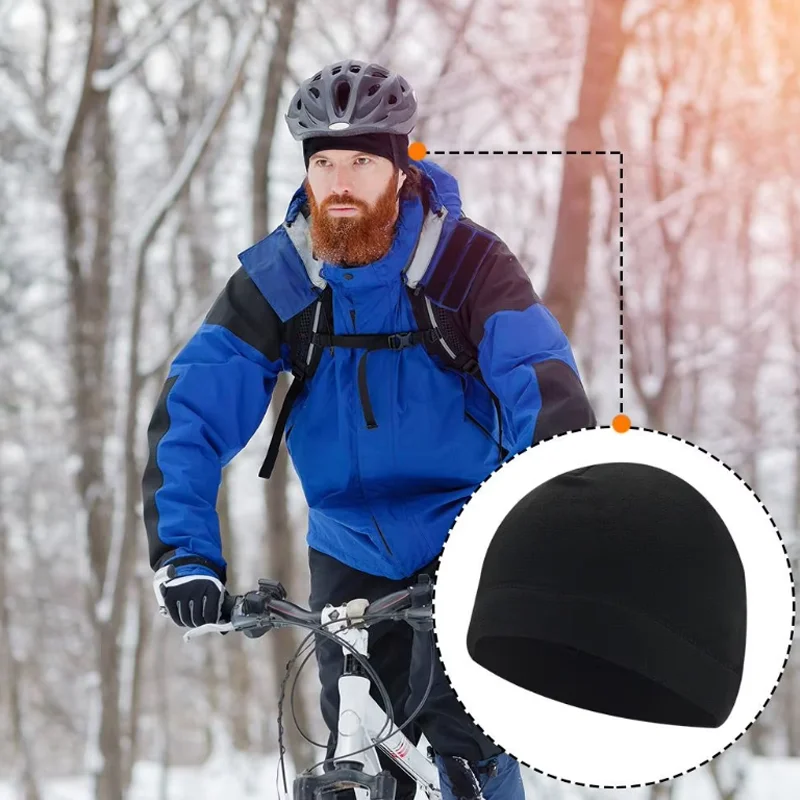 Outdoor Sports Winter Beanie Fleece Soft Breathable Windproof Thick Warm Elastic Hat Thermal Running Camping Cycling Caps