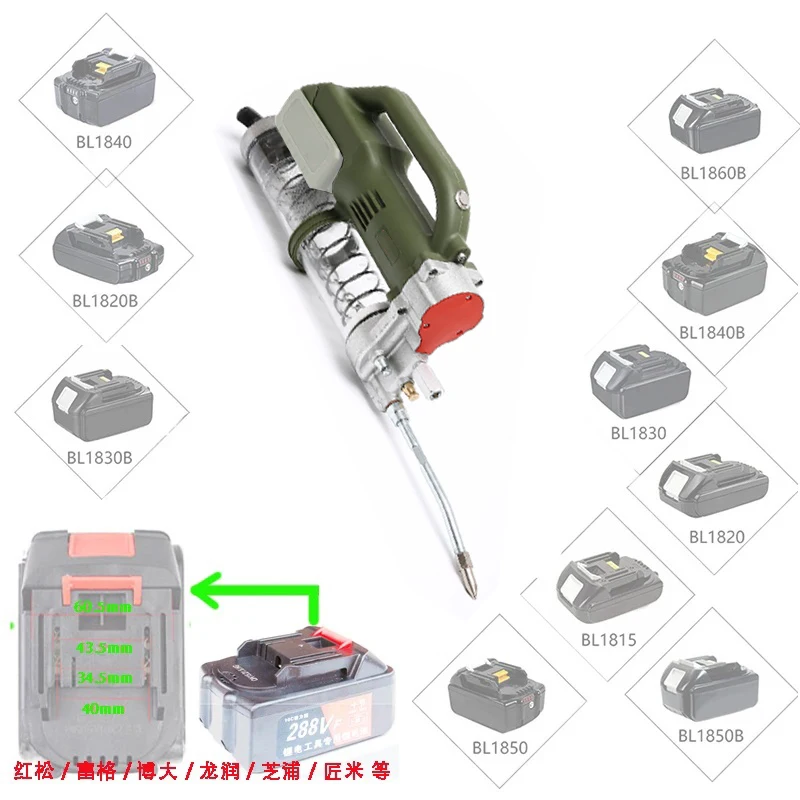 Portable Li-ion Battery Electric Grease Gun Oiling Machine Lube Refueller For Makita 18V Lomvum Zhipu Hongsong Li-ion Battery