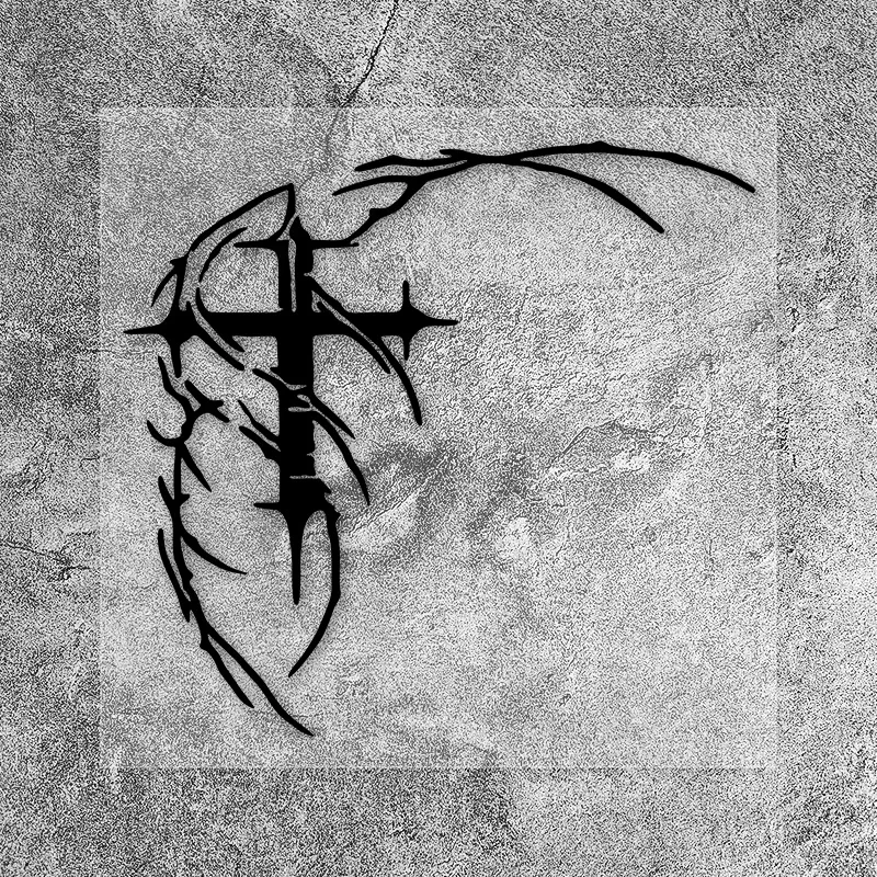 1PC Gothic Thorned Cross Decorative Decal Black & White Self-Adhesive for Car & Device Customization