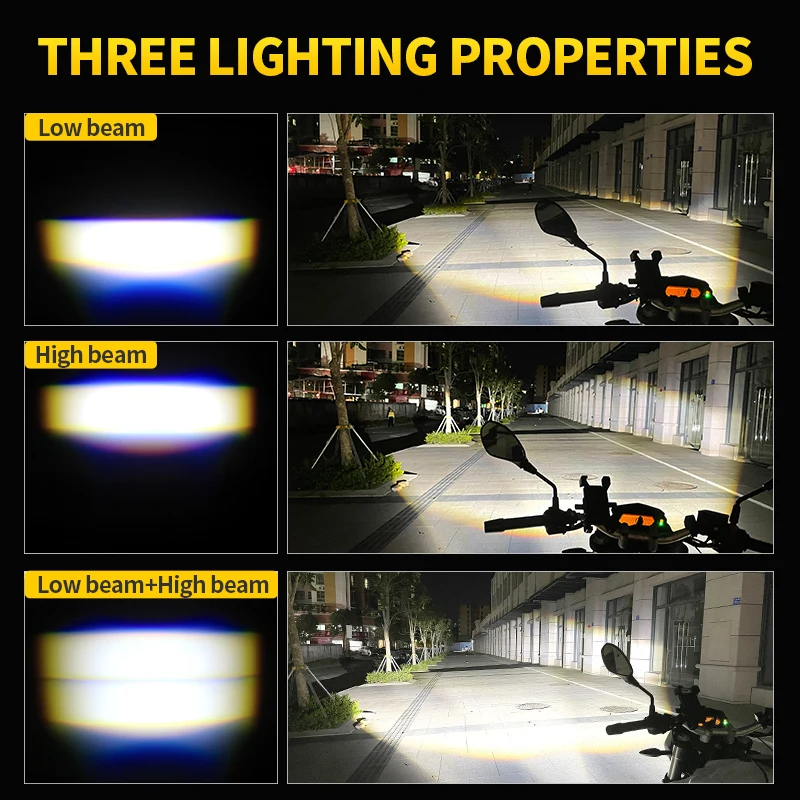 1Set Motorcycle Additional LED Headlight White High Low Beam Spotlight Assembliy Canbus Fits For Motocycle Universal Lights 60W view 6