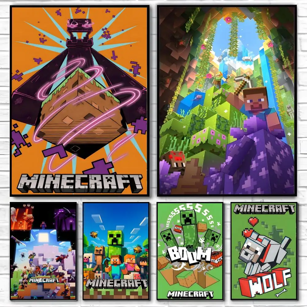 Póster de Minecraft, Arte HD, Adhesivo para Pared, Impermeable, Decoración Estética para el Hogar, Sala de Estar, Dormitorio, Bar