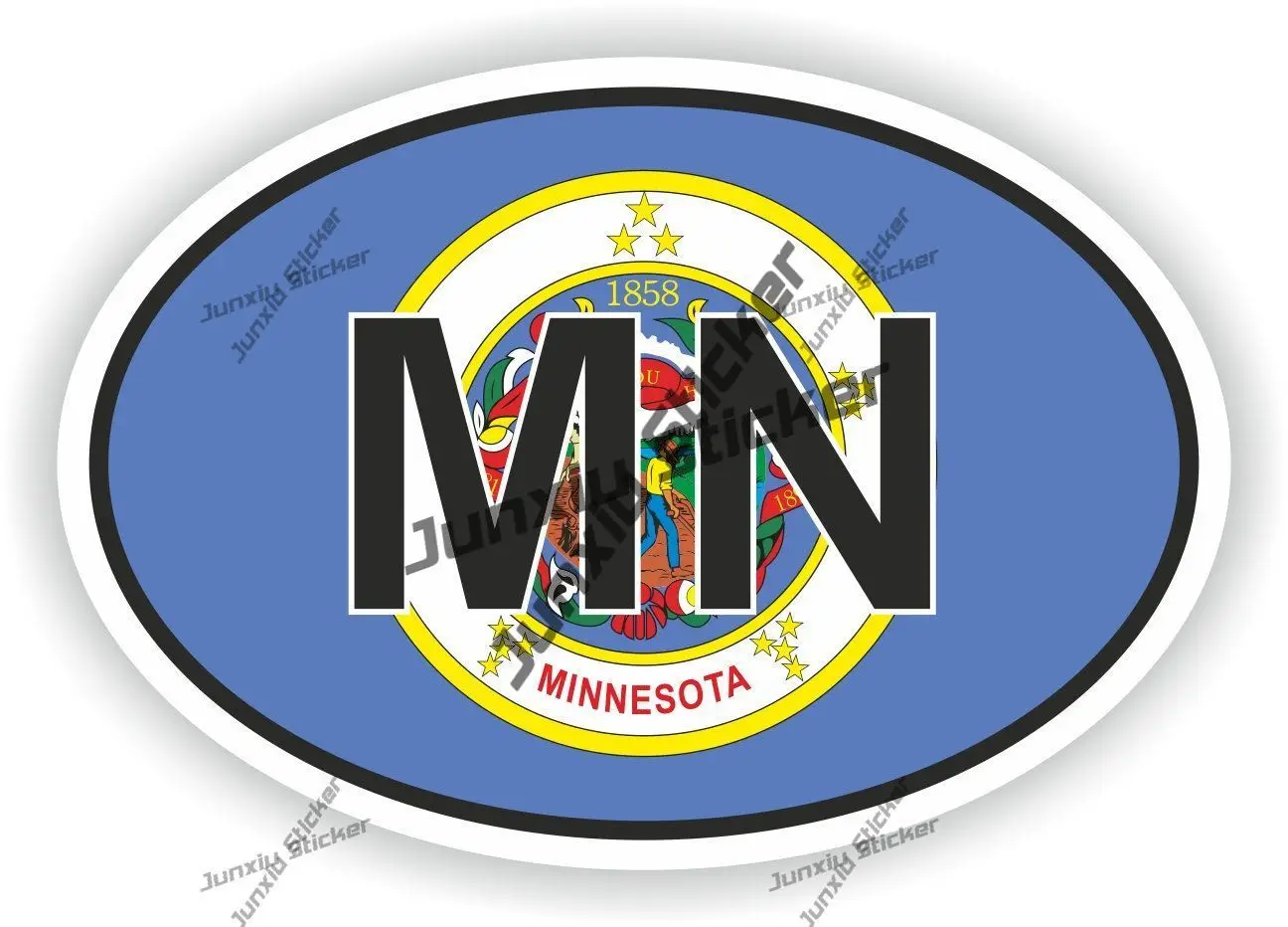 Minnesota Decal Accessories Minnesota MN Country Code Sticker Oval with Flag Minnesota US Sticker Personality Outdoor Stickers