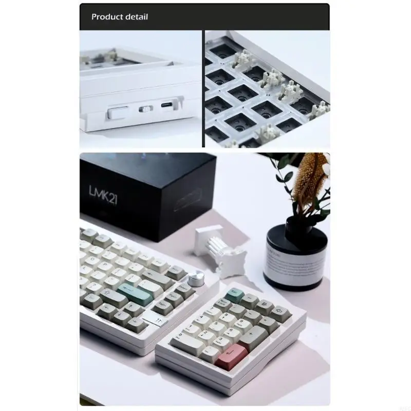 

J2FC LMK21 21Keys Numeric Keypad Aluminum Keypad with Hot Swappable Switches 2.4G Bluetoothcompatible TypeC 3modes
