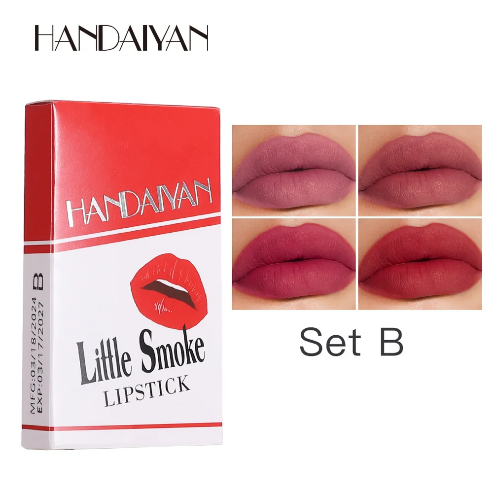 Handaiyan Rossetto opaco 4 pezzi/set Set di rossetti per sigaretta piccola in velluto che non è facile da sbiadire