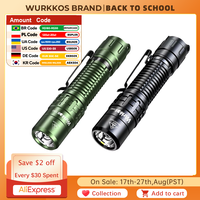 Wurkkos TD02 Tactical Flashlight 2000LM Pocket Torch 18650 Rechargeable EDC Type-C Charging Port Tail Switch IPX8 Waterproof