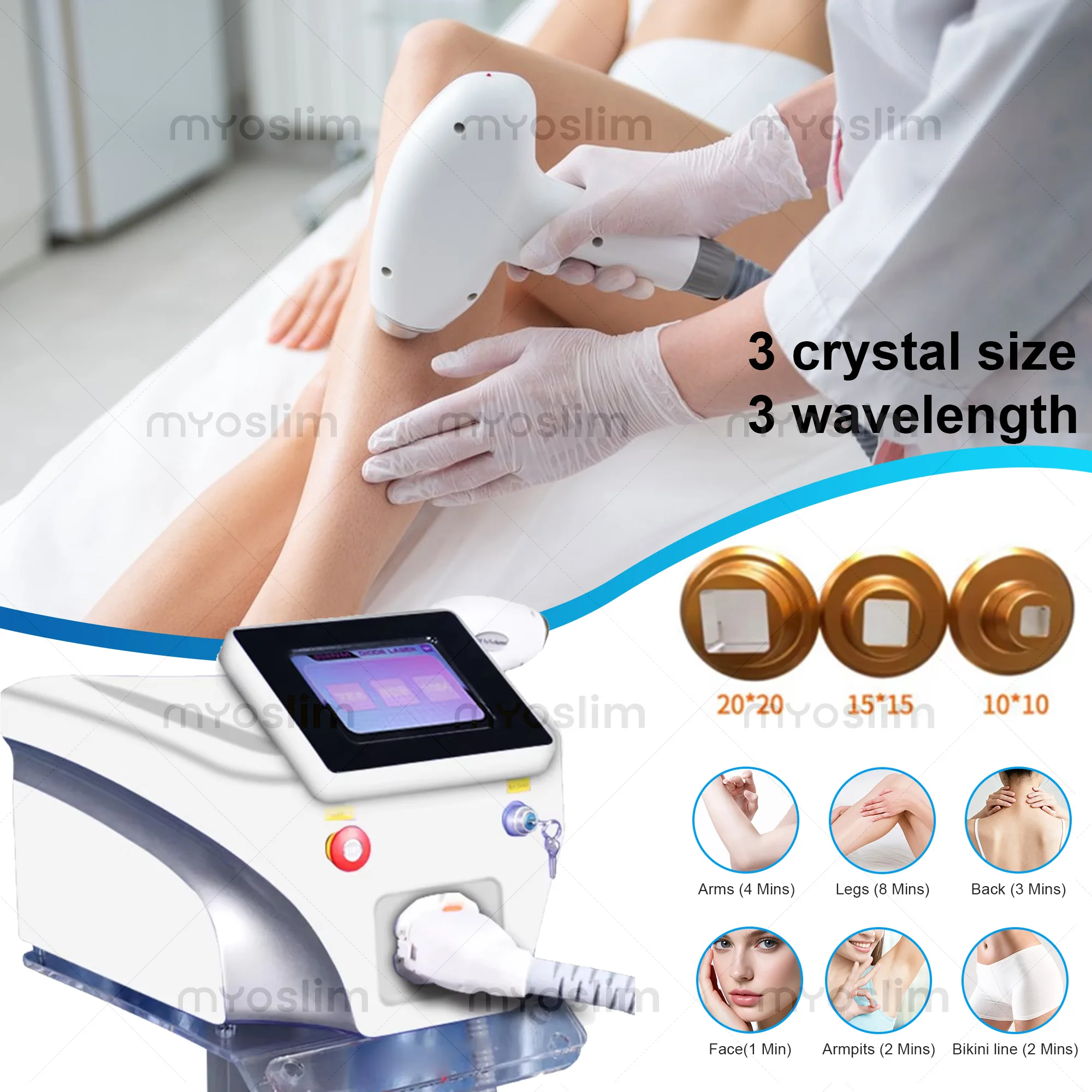Desktop Salon Epilator Diode Hair Removal System 755 808 1064nm 3 Wavelengths Painless Fast Whole Body Treatment Equipment