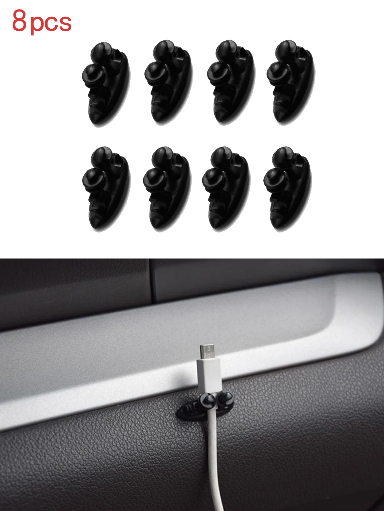 8Pcs Car Mounted Cable Clamp, Car Cable Management Buckle, Car Used Cable Clamp, Office Network Cable Fixing Device