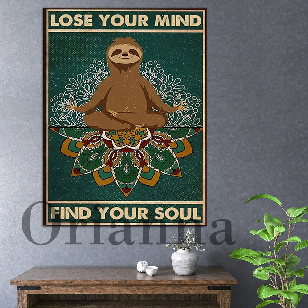 Sloth Lose Your Mind Find Your Soul Poster, Funny Hippie Wall Art, Hippie Art Print, Sloth Wall Art, Sloth Yoga Print,Home Decor