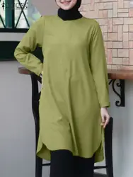 ZANZEA Fashion Long Shirt Turkey Abaya Muslim Women's Tops Long Sleeve Hijab Blusas Casual Work Top Isamic Ramadan Vestido Mujer