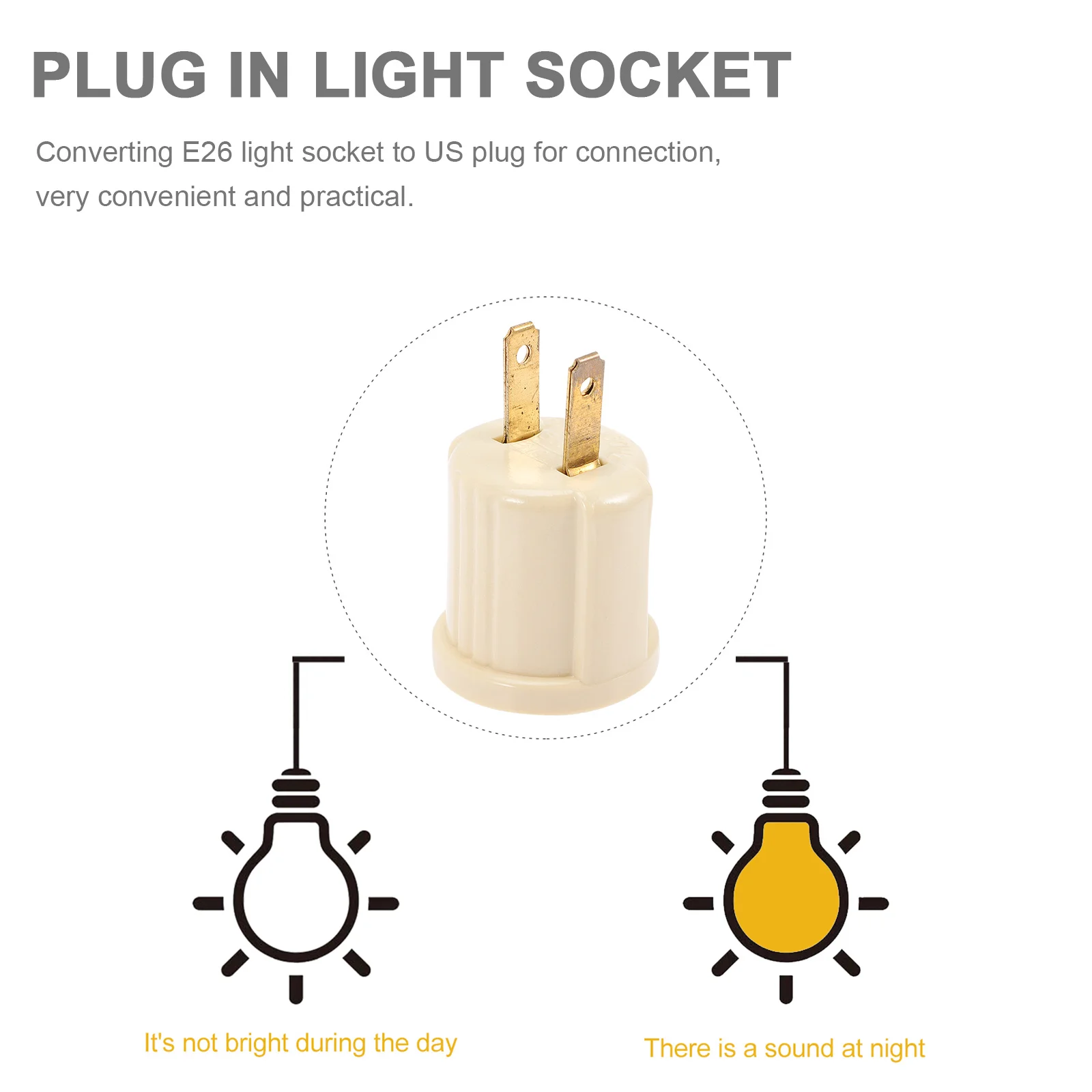 

2Pcs Us Plug Light Socket Adapter E26 Bulb Holder Converter for Workshop Garage Temporary Lighting Outlet Plug Splitter
