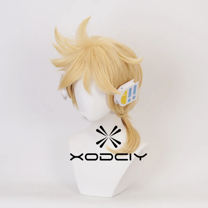 High Quality Rin Len Cosplay Wig Short Golden Heat Resistant Synthetci Hair Anime Cosplay Wigs + Track + Wig Cap
