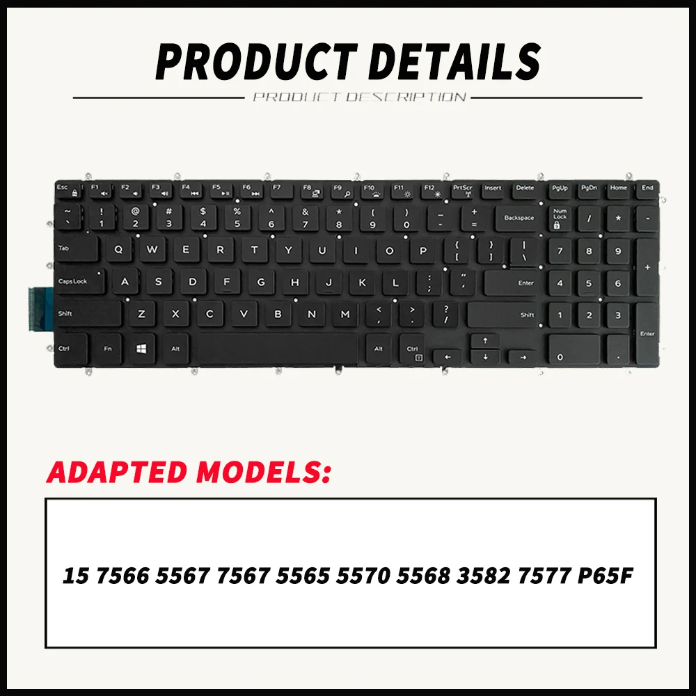 For Dell 15 7566 5567 7567 5565 5570 5568 3582 7577 P65F Red/White/Blue Laptop Keyboards