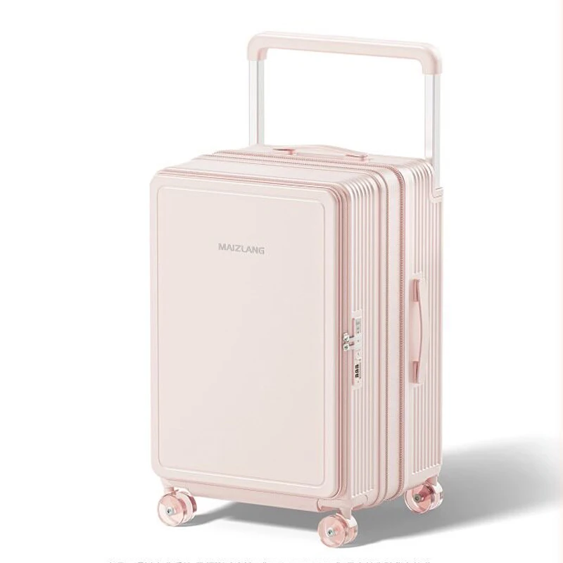 Wide handle Expandable Zipper Suitcase 2026 New Aluminum Frame with Laptop Compartment Travel Luggage Side-Opening Trolley Case
