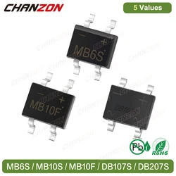 SMD 다이오드 브리지 정류기, MB6S MB10S MB10F DB107S DB207S, MBS MBF 0.5A, 1A, 2A, 600V, 1000V, MB 6S, 10S, 단상 실리콘 다이오드