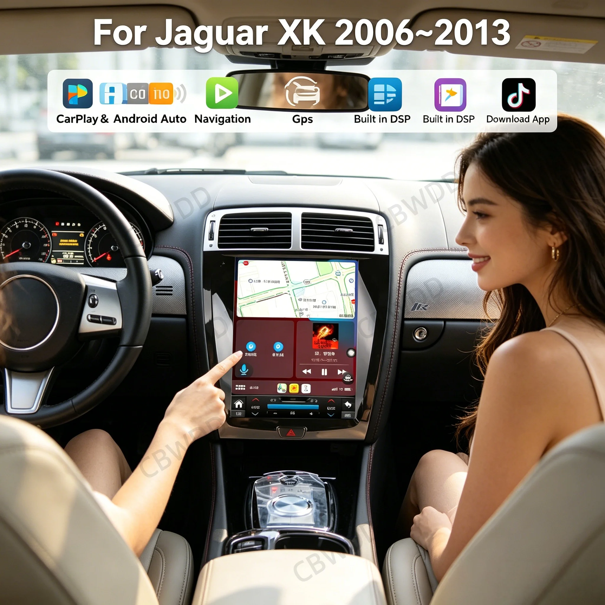 Radio Multimedia para Auto con Pantalla Táctil Android Auto, GPS, Navegación, Audio Estéreo, Receptor, Unidad Principal para Jaguar XK 2006~2013