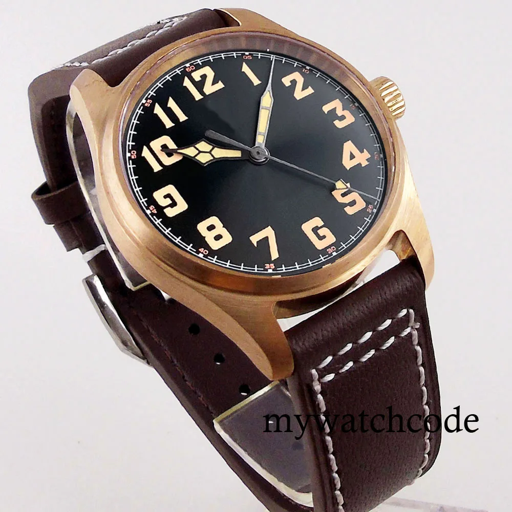 Tandorio Cusn8 Genuine Bronze Pilot Watch Men 200M Diver NH35A PT5000 Automatic Wristwatch Sapphire Field-Watch Military Clock