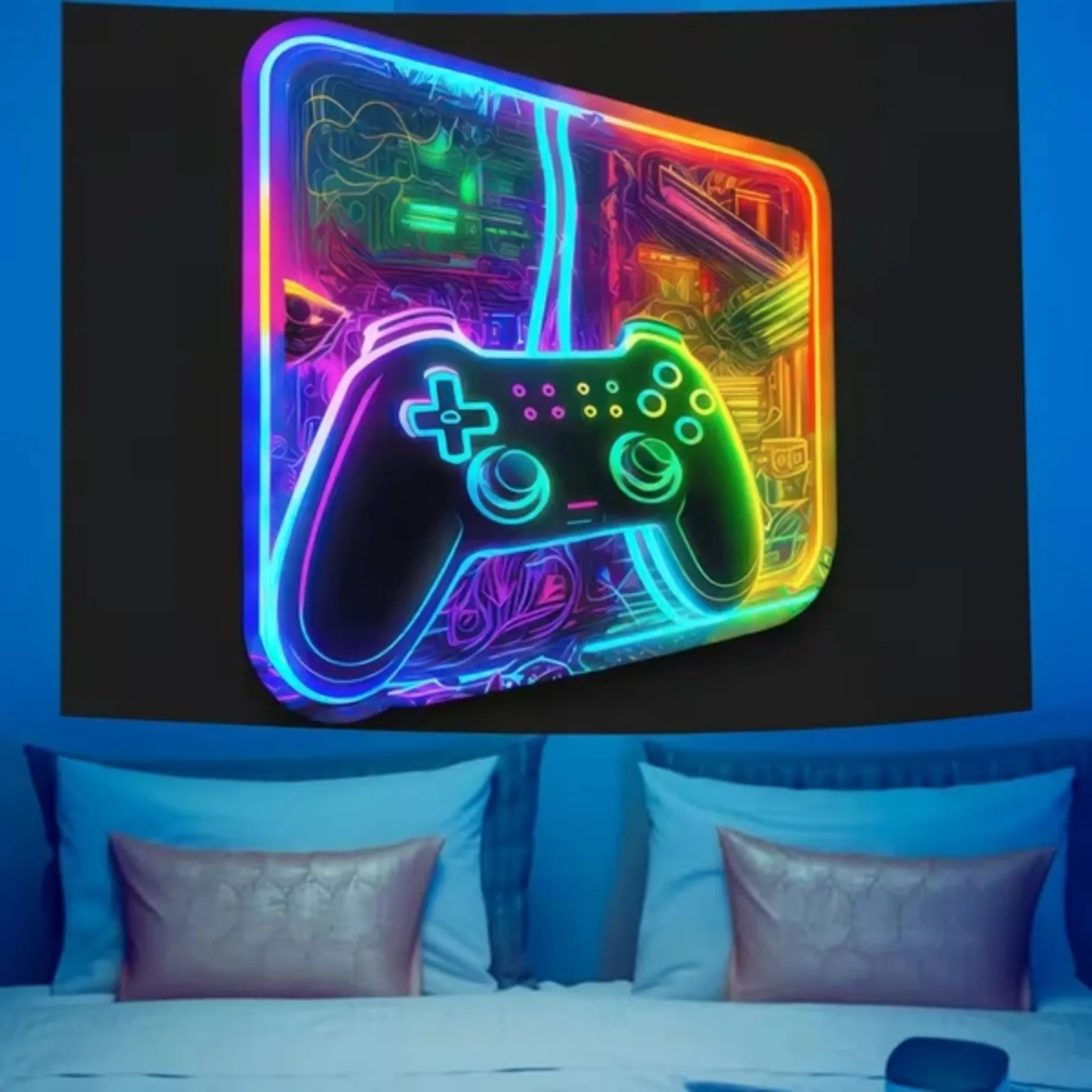 QD_VIVIOS Glow in the Dark Tapestry - UV Reactive Glow Party Backdrop & Space Wall Hanging, UV Activated Astronaut Decor Suitable for Bedroom, Dorm, Party - No Electricity Needed, Use