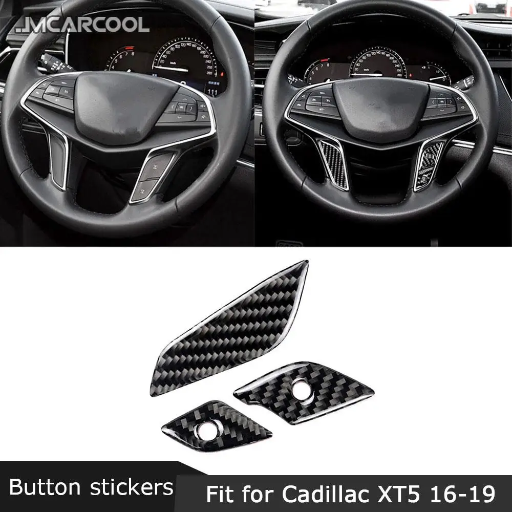 

Carbon Fiber Material Steering wheel button stickers Decoration For Cadillac XT5 2016 2017 2018 2019