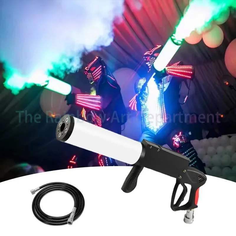 RGB LED Handheld Fog Machine CO2 Cryo Cannon Blower Jet Machine Club Bar DJ Smoke Effects Equipment Fog Spray Cannon Machine