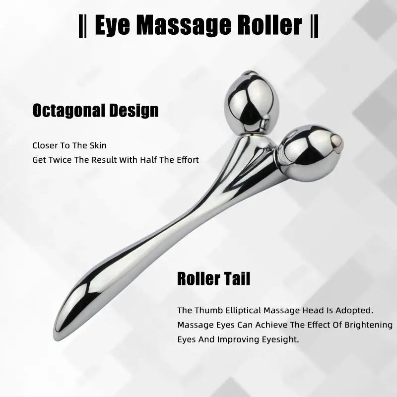 3D Face Roller Premium Massager Metal Tool for Face Neck Eye Body Skin Care Facial Roller for Puffiness Wrinkles