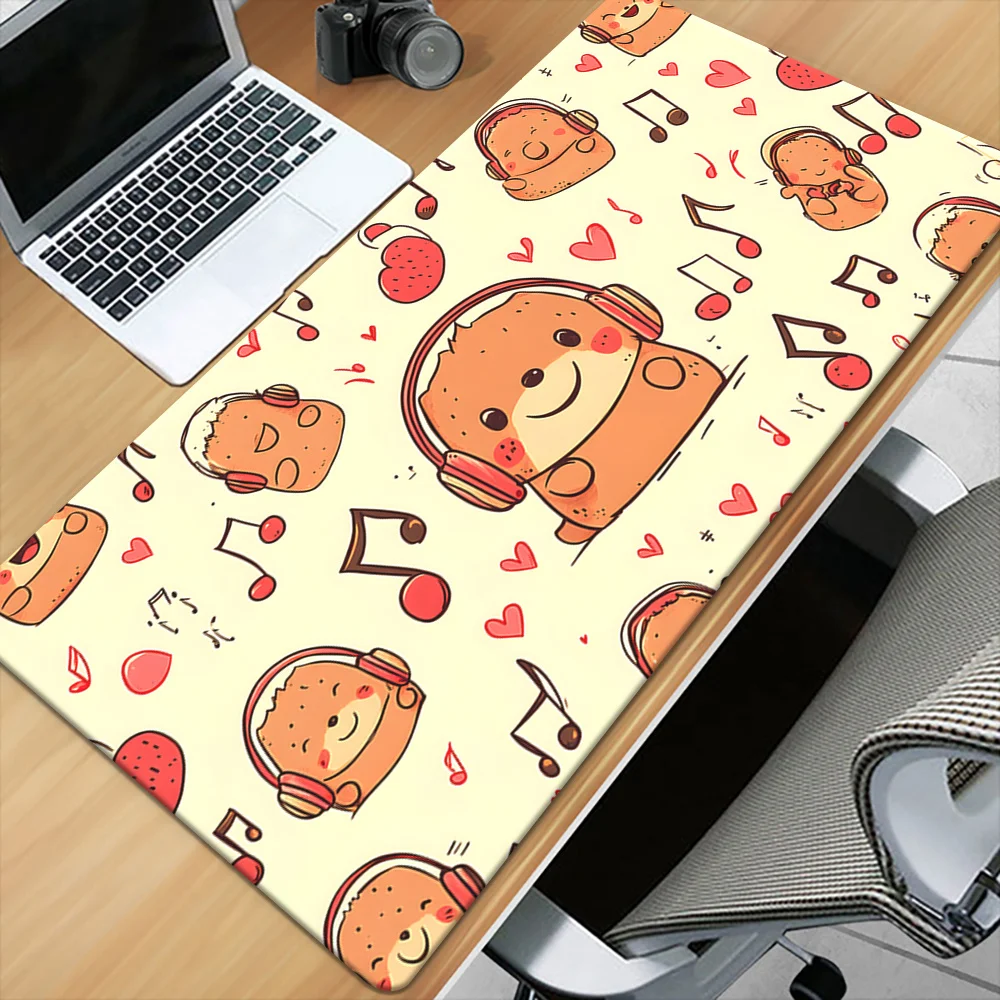 Cute Music Lover Cartoon Character Desk Mat Non-Slip Rubber Extended Gaming Mouse Pad Office