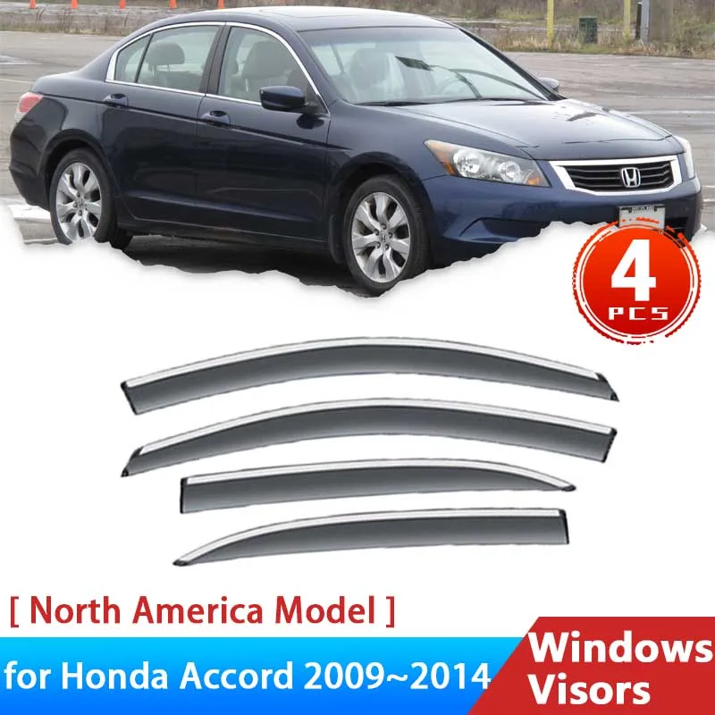 

4Pcs Windshield for Honda Accord Inspire 8 VIII 2009~2014 Accessories Deflectors Car Side Window Visor Trim Rain Eyebrow Guards