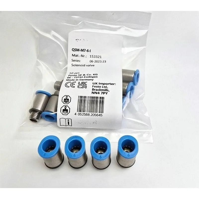 10PCS Original-Type Fst QSM-M7-6-I 153321 Pneumatic Threaded Quick Connect Fittings Fast Shipping