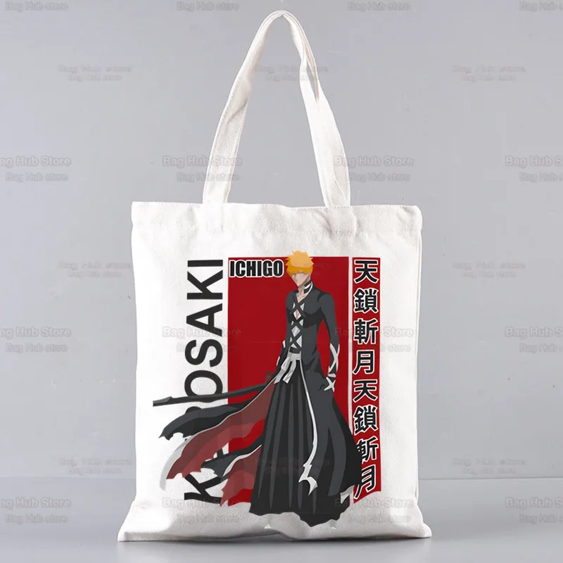 Anime Bleach Shopping Bag, Bolsa de juta, Tote branqueada, Kurosaki Itachi, Tekkou Crânio, Personalizado