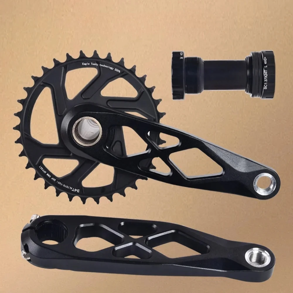 CNC Hollow MTB Crankset 165-175mm 30-38T Chainring Mountain Bike Crank Arm Set