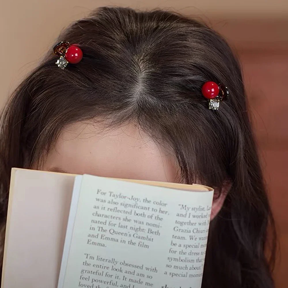 Luxury Rhinestone Pearl Hair Claws Mini Size Cross Shark Clip Women Girl Non Slip Plastic Side Barrettes Sweet Hair Accessories - 3