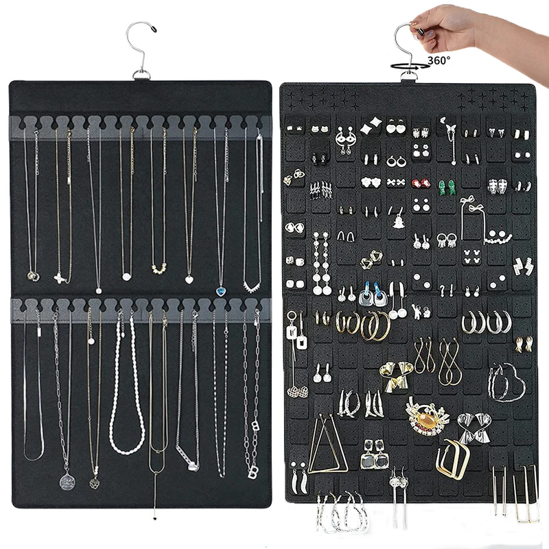 

Hanging Jewelry Storage Bags Double Sided Non-woven Fabric Bag 300 Pairs of Earrings Necklaces Storage Shopwindow Display Tools