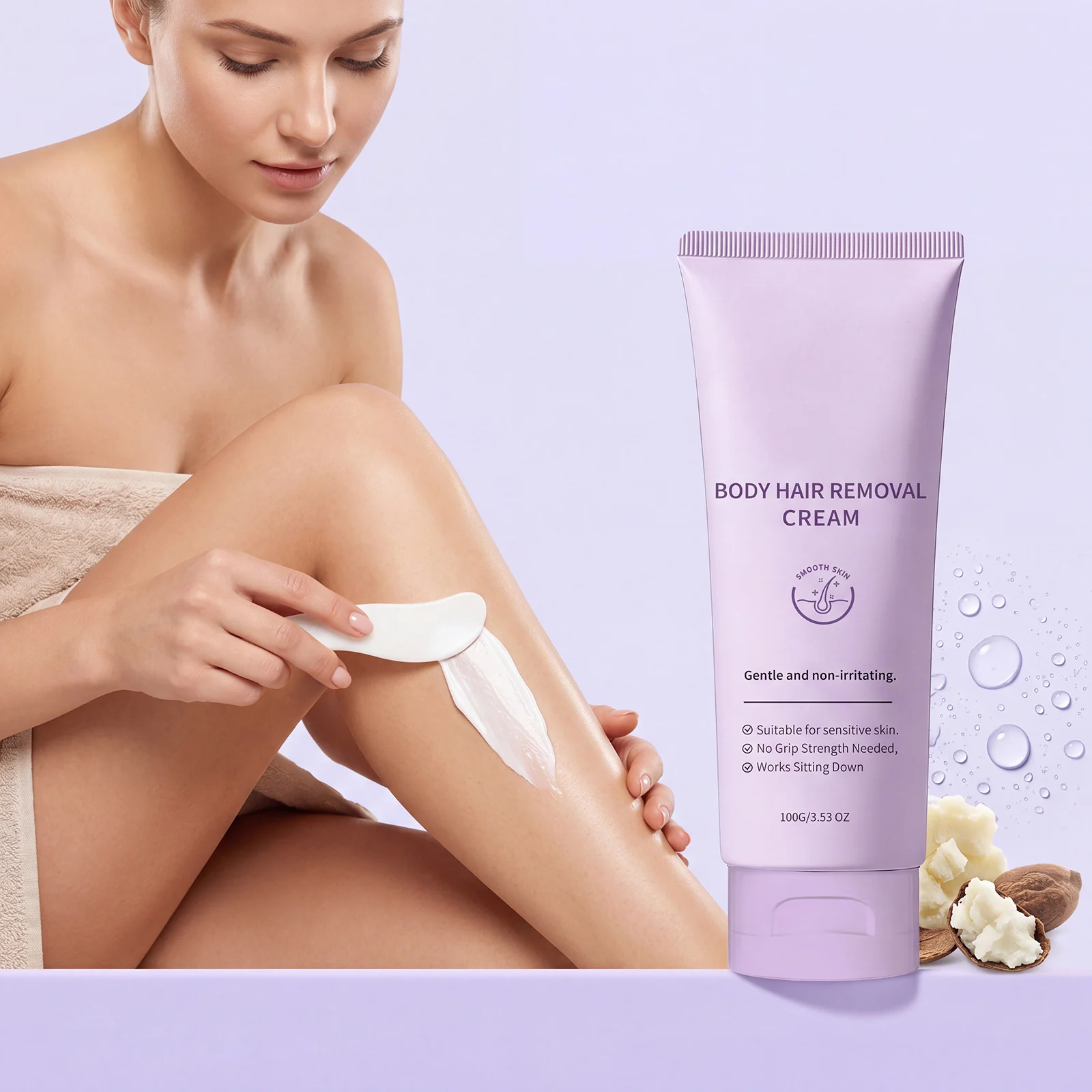

Gentle Body Hair Removal Cream Full Body Depilatory With Scraper Fast Easy Skin Friendly Painless Hair Remover Home Beauty 100g